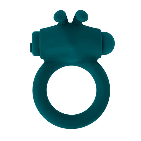 Playboy Bunny Buzzer Rechargeable Vibrating Silicone Cockring with Stimulator Deep Teal - Zateo Joy