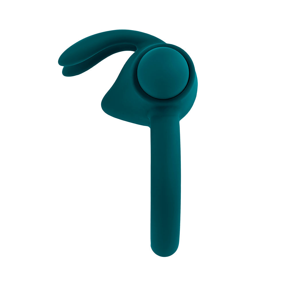 Playboy Bunny Buzzer Rechargeable Vibrating Silicone Cockring with Stimulator Deep Teal - Zateo Joy