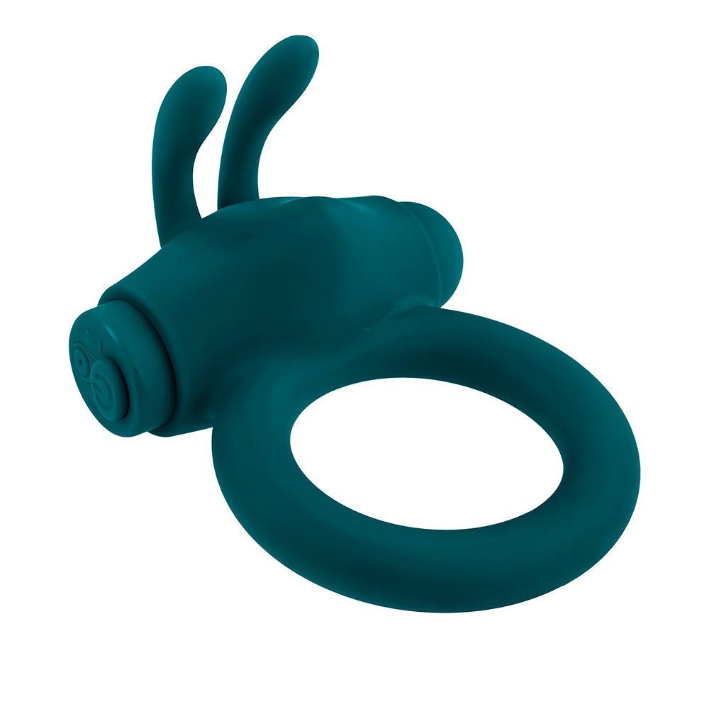 Playboy Bunny Buzzer Rechargeable Vibrating Silicone Cockring with Stimulator Deep Teal - Zateo Joy