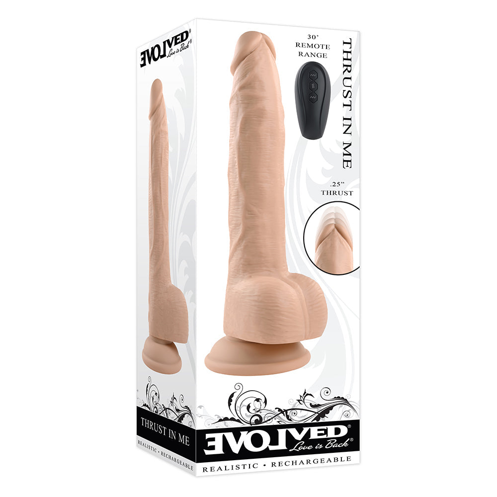 Evolved Thrust In Me Thrusting Vibrating 9.25 in. Dildo Light - Zateo Joy