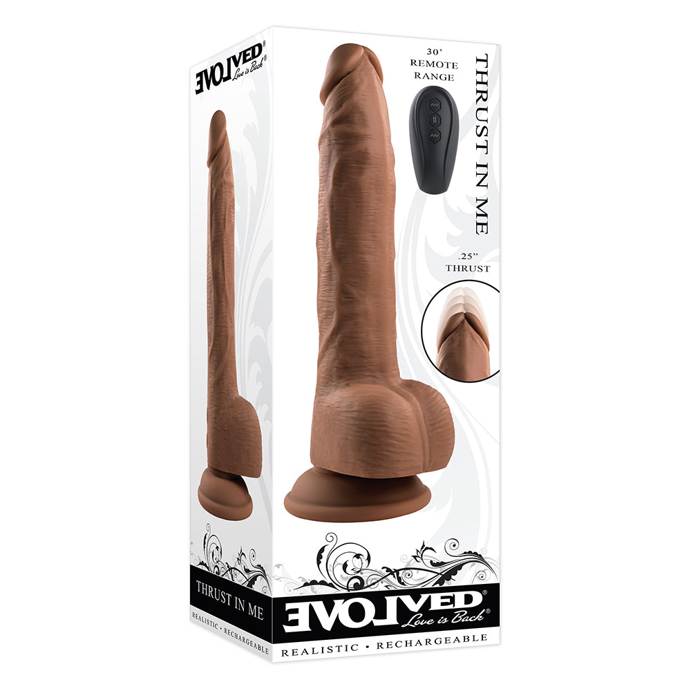 Evolved Thrust In Me Thrusting Vibrating 9.25 in. Dildo Dark - Zateo Joy