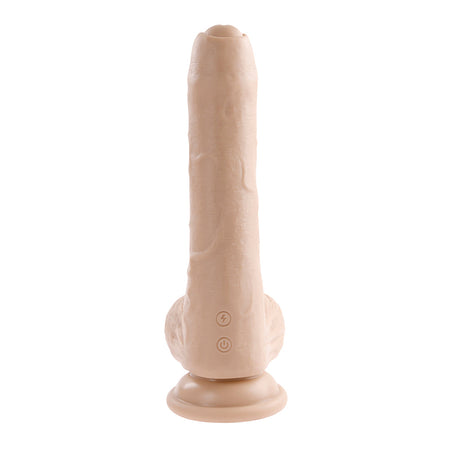 Evolved Peek A Boo Rechargeable Vibrating 8 in. Silicone Uncircumcised Dildo with Power Boost Light - Zateo Joy