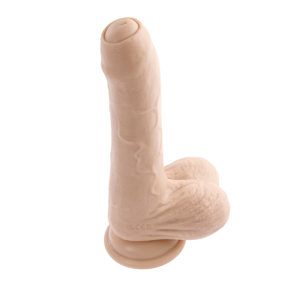 Evolved Peek A Boo Rechargeable Vibrating 8 in. Silicone Uncircumcised Dildo with Power Boost Light - Zateo Joy