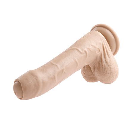 Evolved Peek A Boo Rechargeable Vibrating 8 in. Silicone Uncircumcised Dildo with Power Boost Light - Zateo Joy