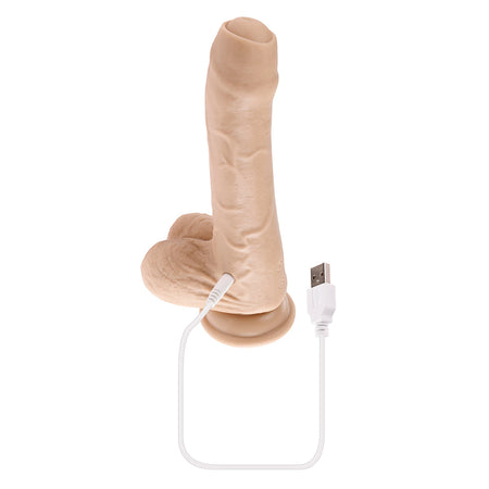 Evolved Peek A Boo Rechargeable Vibrating 8 in. Silicone Uncircumcised Dildo with Power Boost Light - Zateo Joy