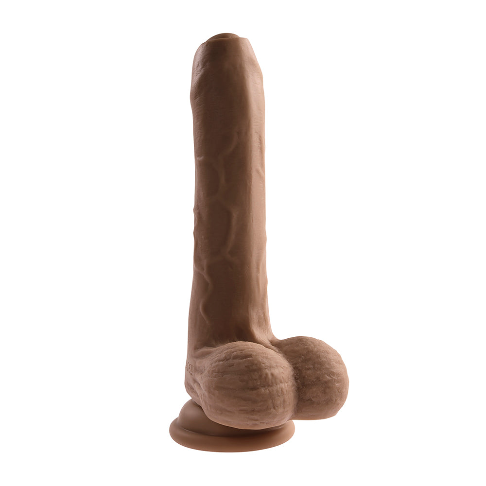 Evolved Peek A Boo Rechargeable Vibrating 8 in. Silicone Uncircumcised Dildo with Power Boost Dark - Zateo Joy