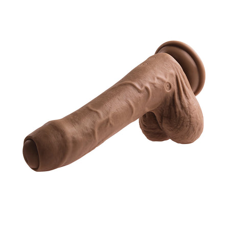 Evolved Peek A Boo Rechargeable Vibrating 8 in. Silicone Uncircumcised Dildo with Power Boost Dark - Zateo Joy