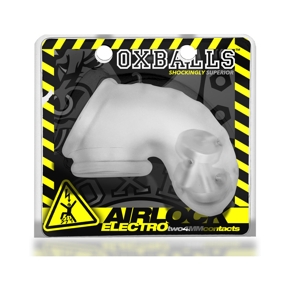 OxBalls Airlock Electro Air-Lite Vented Chastity Clear Ice - Zateo Joy