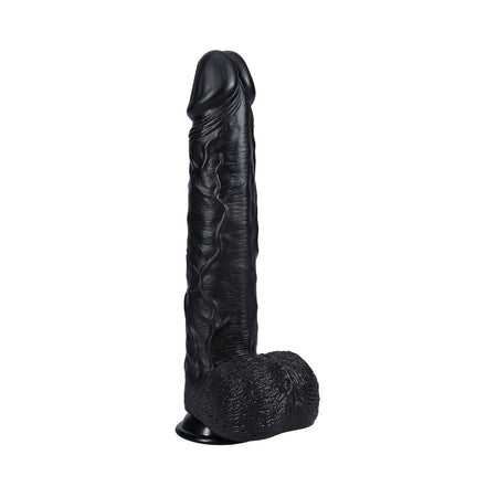 RealRock Extra Long 14 in. Dildo with Balls Black - Zateo Joy