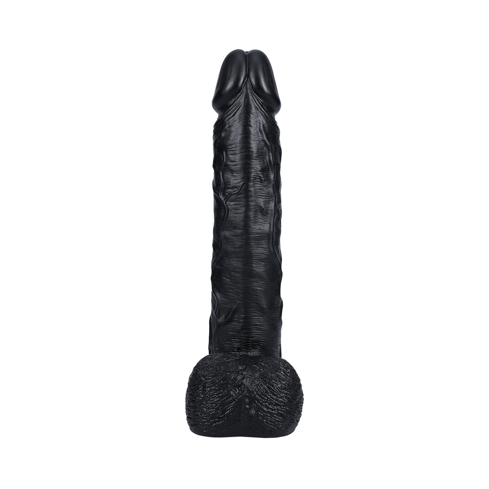 RealRock Extra Long 14 in. Dildo with Balls Black - Zateo Joy