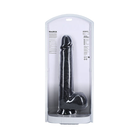 RealRock Extra Long 14 in. Dildo with Balls Black - Zateo Joy