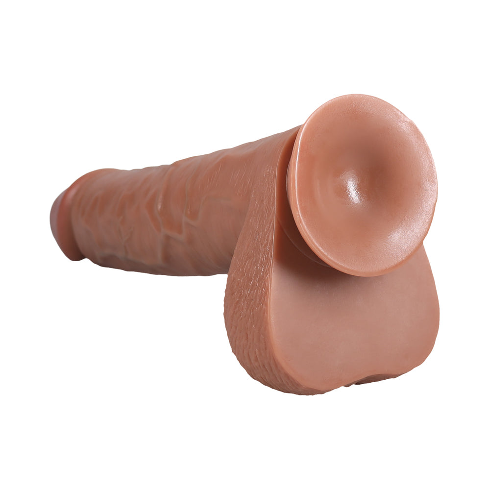 RealRock Extra Long 15 in. Dildo with Balls Tan - Zateo Joy