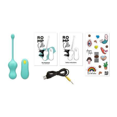 ROMP Cello Rechargeable Remote-Controlled Silicone G-Spot Egg Vibrator Light Teal - Zateo Joy