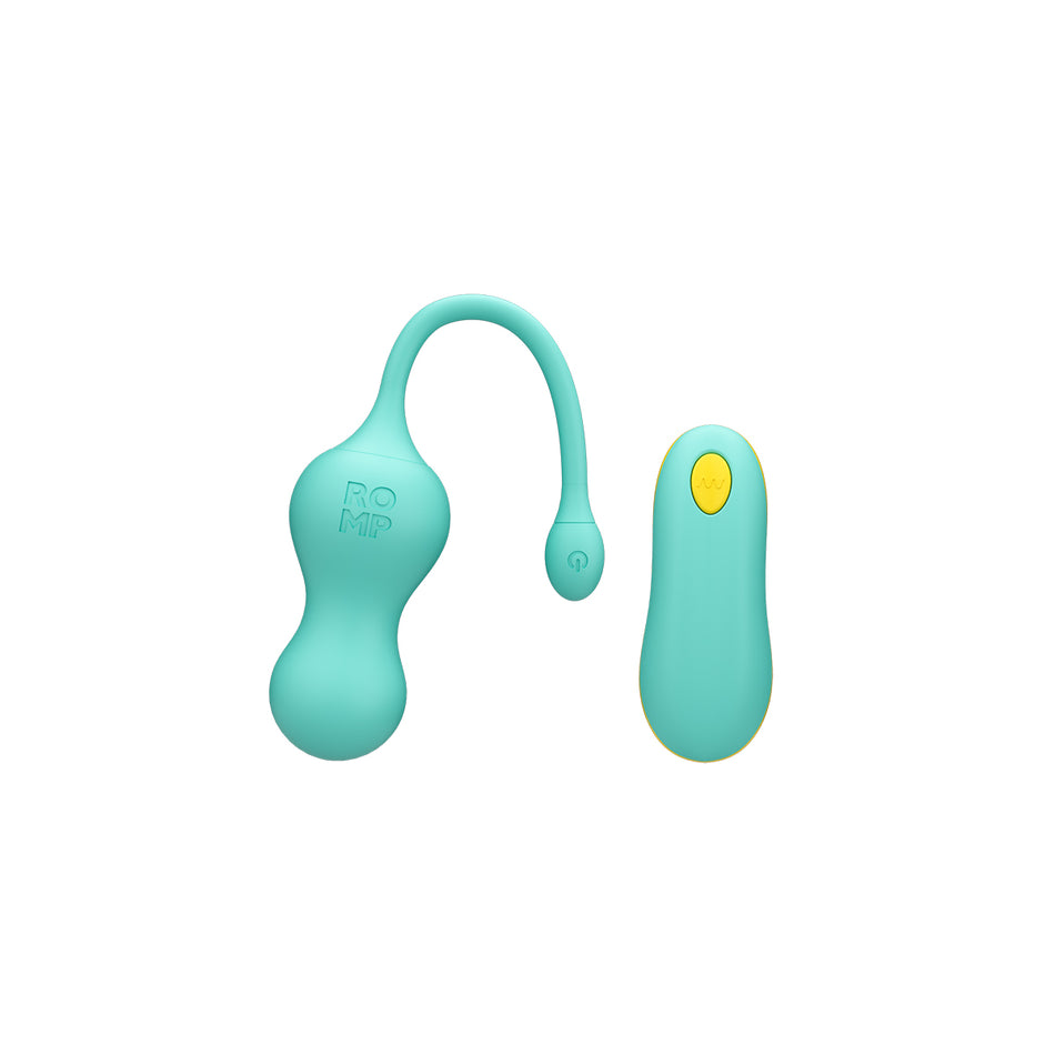 ROMP Cello Rechargeable Remote-Controlled Silicone G-Spot Egg Vibrator Light Teal - Zateo Joy