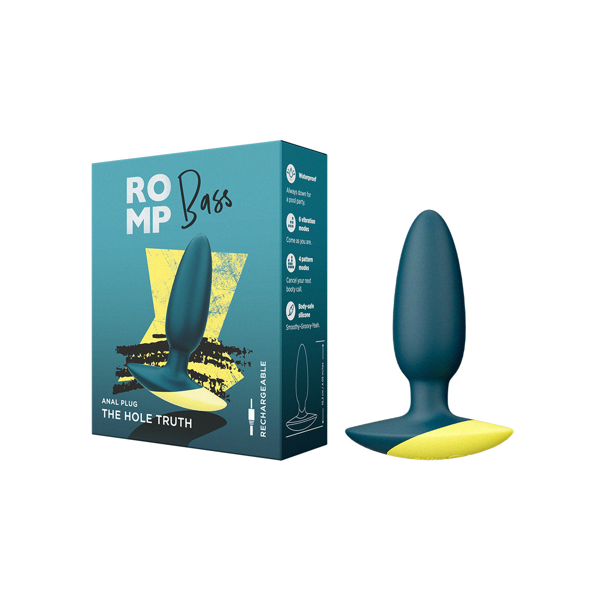 ROMP Bass Rechargeable Silicone Vibrating Anal Plug Dark Green - Zateo Joy