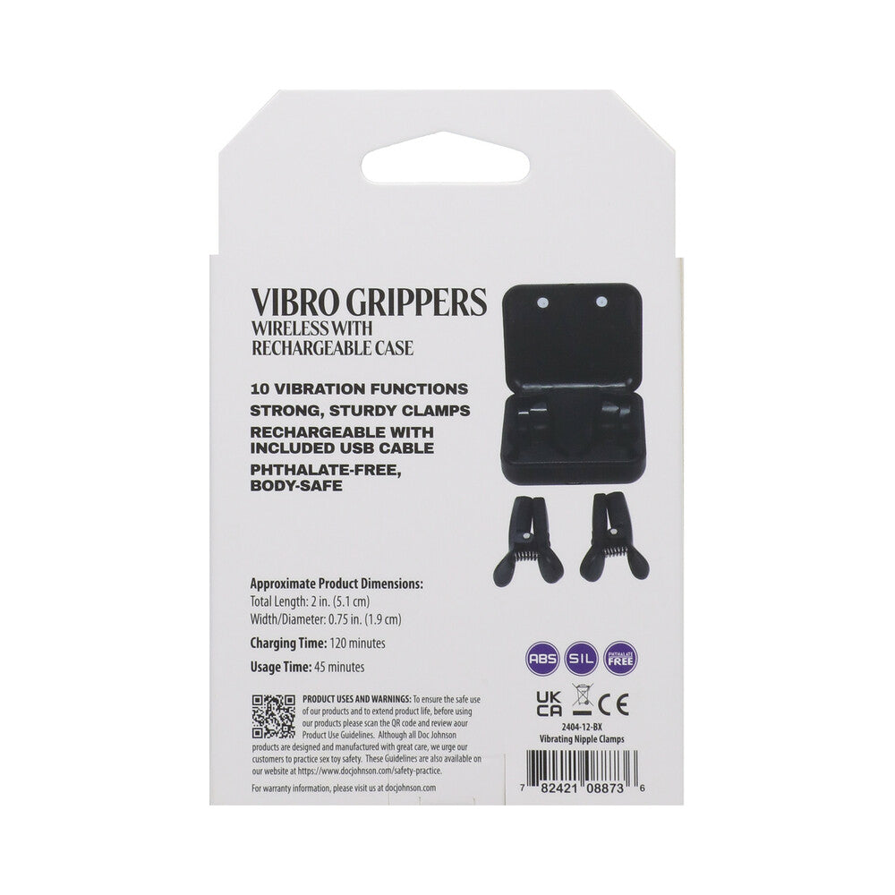 Merci Vibro Grippers Wireless Vibrating Nipple Clamps with Rechargeable Case - Zateo Joy