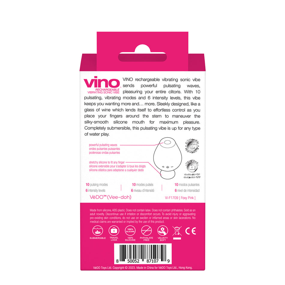 VeDO Vino Rechargeable Vibrating Sonic Vibe Pink - Zateo Joy