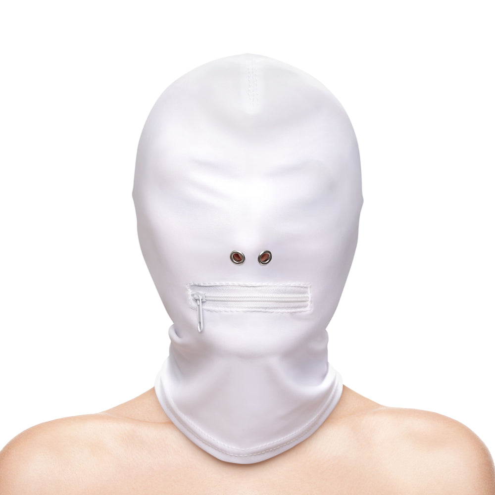 Hustler Taboo Zippered Mouth Hood White - Zateo Joy