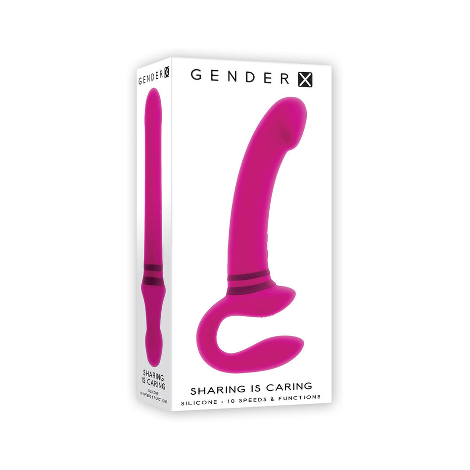 Gender X Sharing Is Caring Rechargeable Silicone Dual-Ended Vibrator Pink - Zateo Joy
