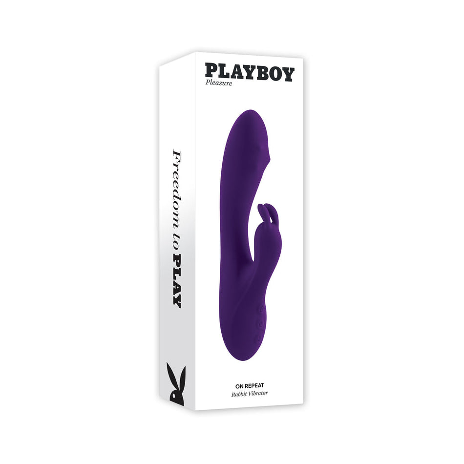 Playboy On Repeat Rechargeable Silicone Rotating Rabbit Vibrator Purple - Zateo Joy