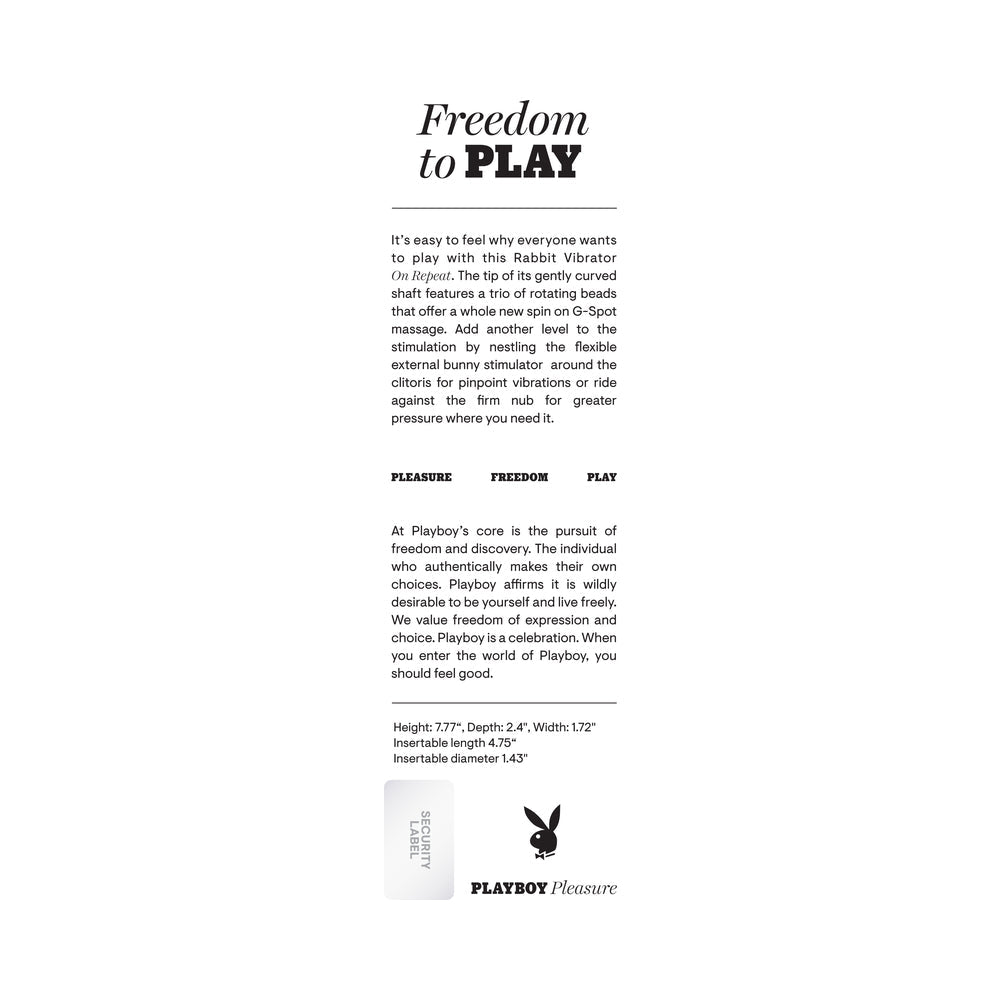 Playboy On Repeat Rechargeable Silicone Rotating Rabbit Vibrator Purple - Zateo Joy