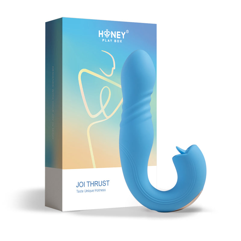 Honey Play Box Joi Thrust App Controlled Thrusting G-spot Vibrator & Tongue Clit Licker Blue - Zateo Joy