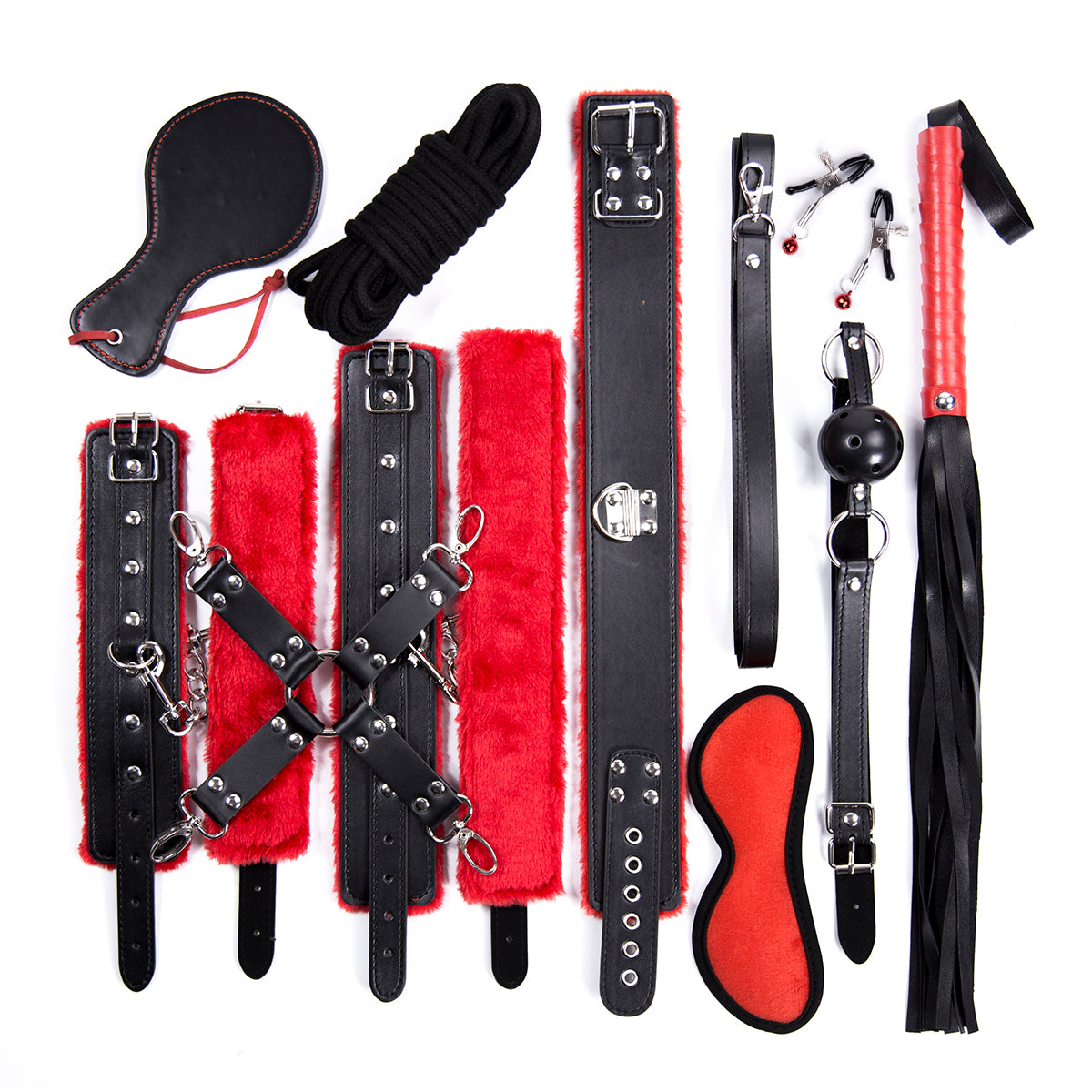 Everything Bondage 14pc Deluxe Kit - Red - Zateo Joy