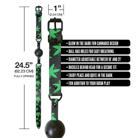 Stoner Vibes Chronic Collection Glow in the Dark Breathable Ball Gag - Zateo Joy