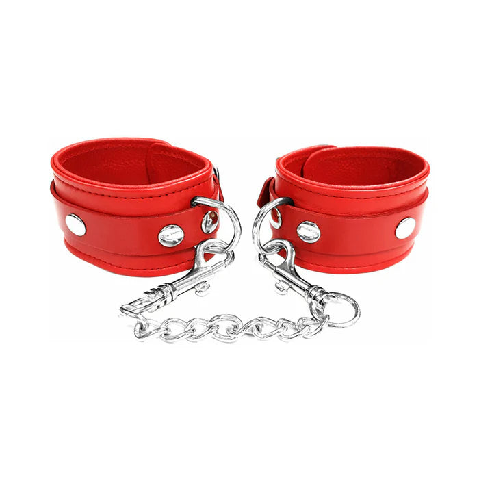Rouge Plain Leather Ankle Cuffs