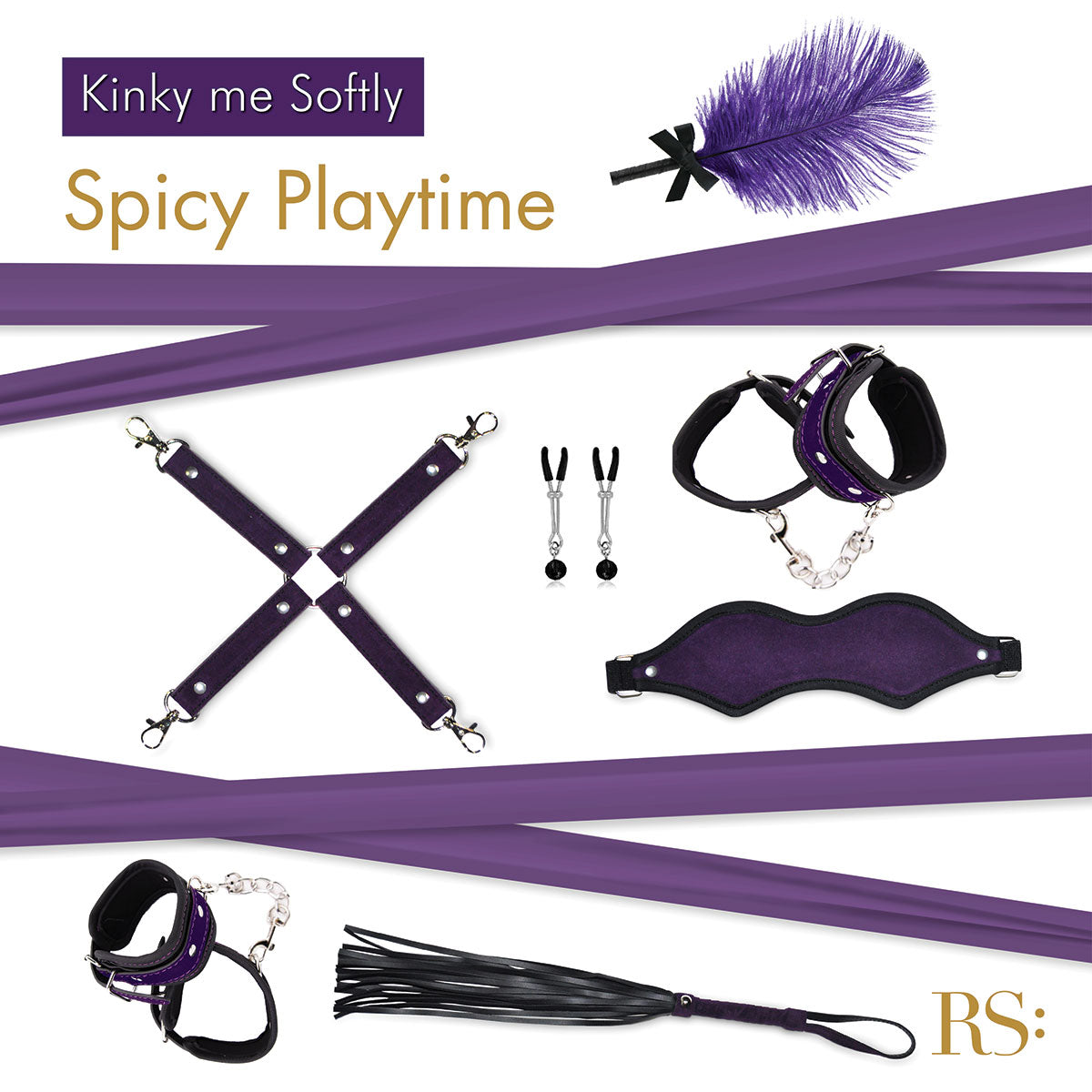 Rianne S Kinky Me Softly Bondage Kit - Purple - Zateo Joy