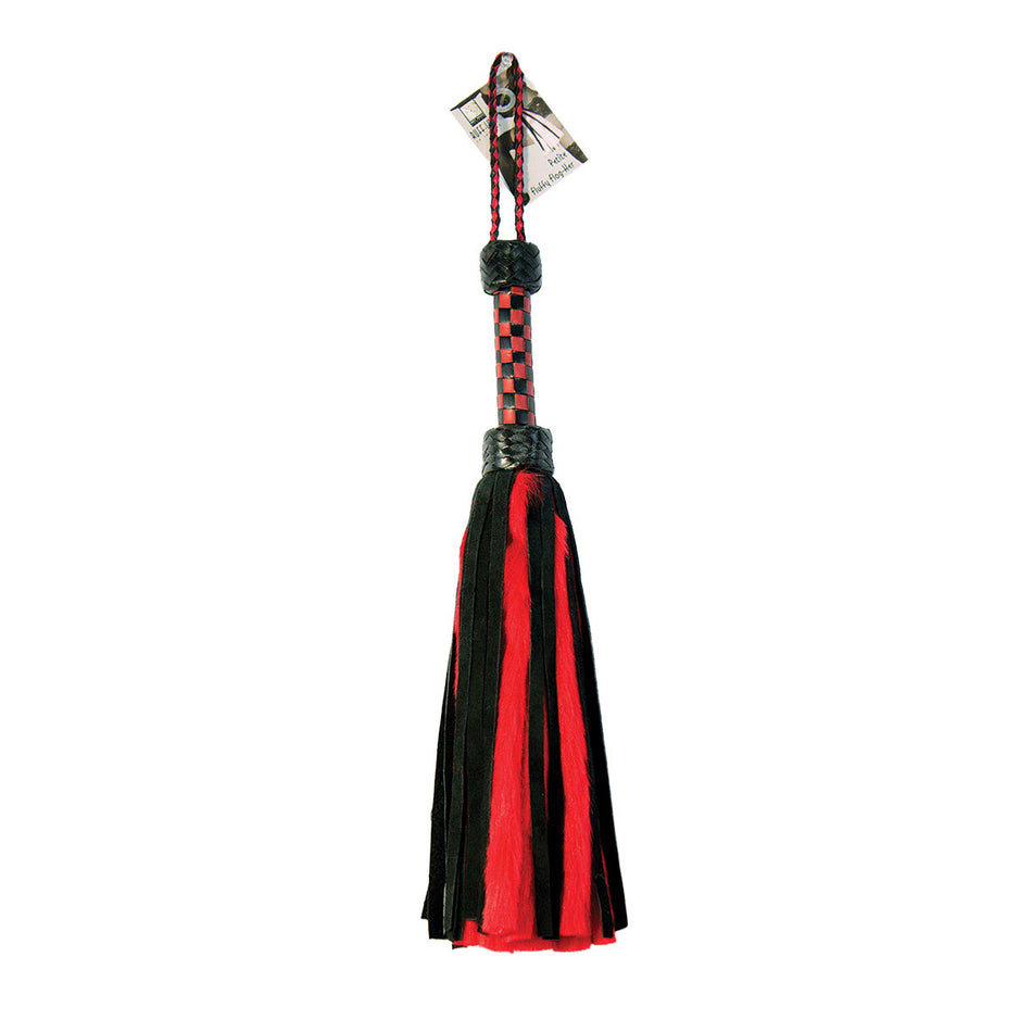 Suede and Fluff MINI Flogger - 18" - Red/Black - Zateo Joy