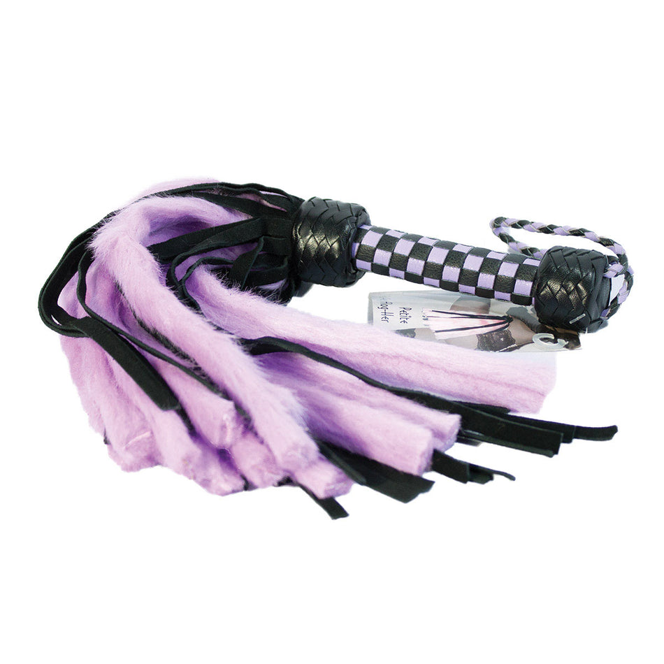 Suede and Fluff MINI Flogger - 18" - Purple/Black - Zateo Joy