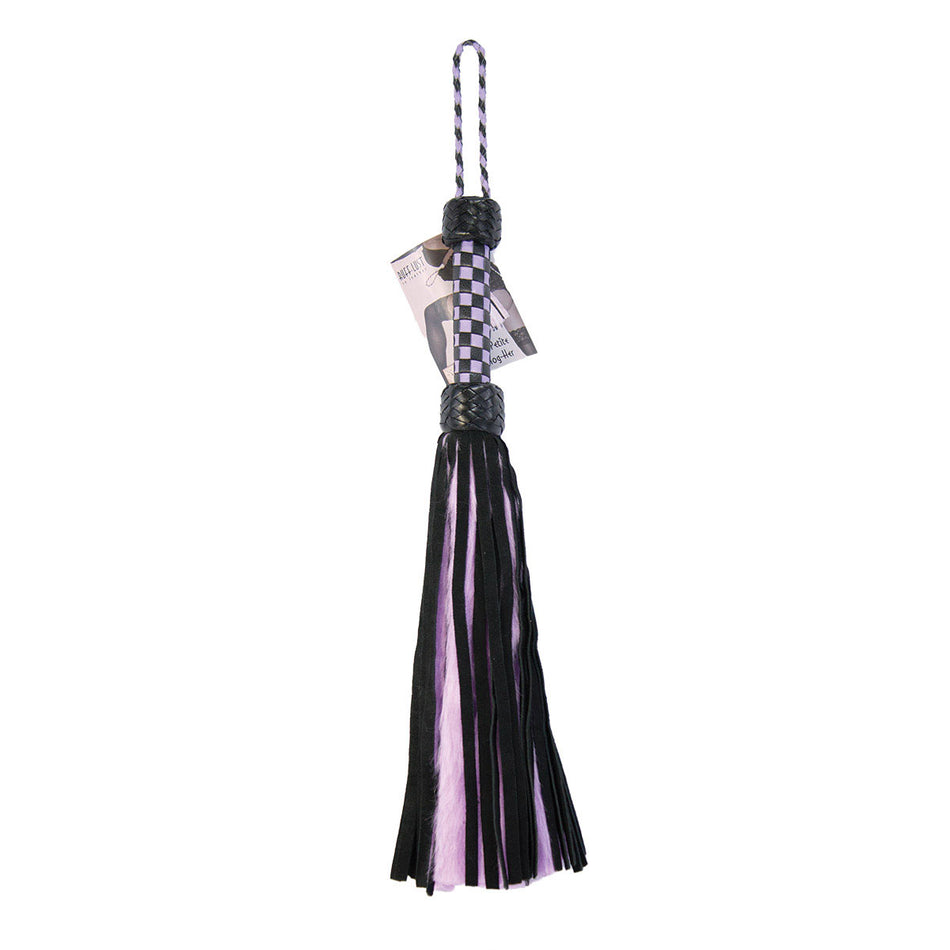 Suede and Fluff MINI Flogger - 18" - Purple/Black - Zateo Joy