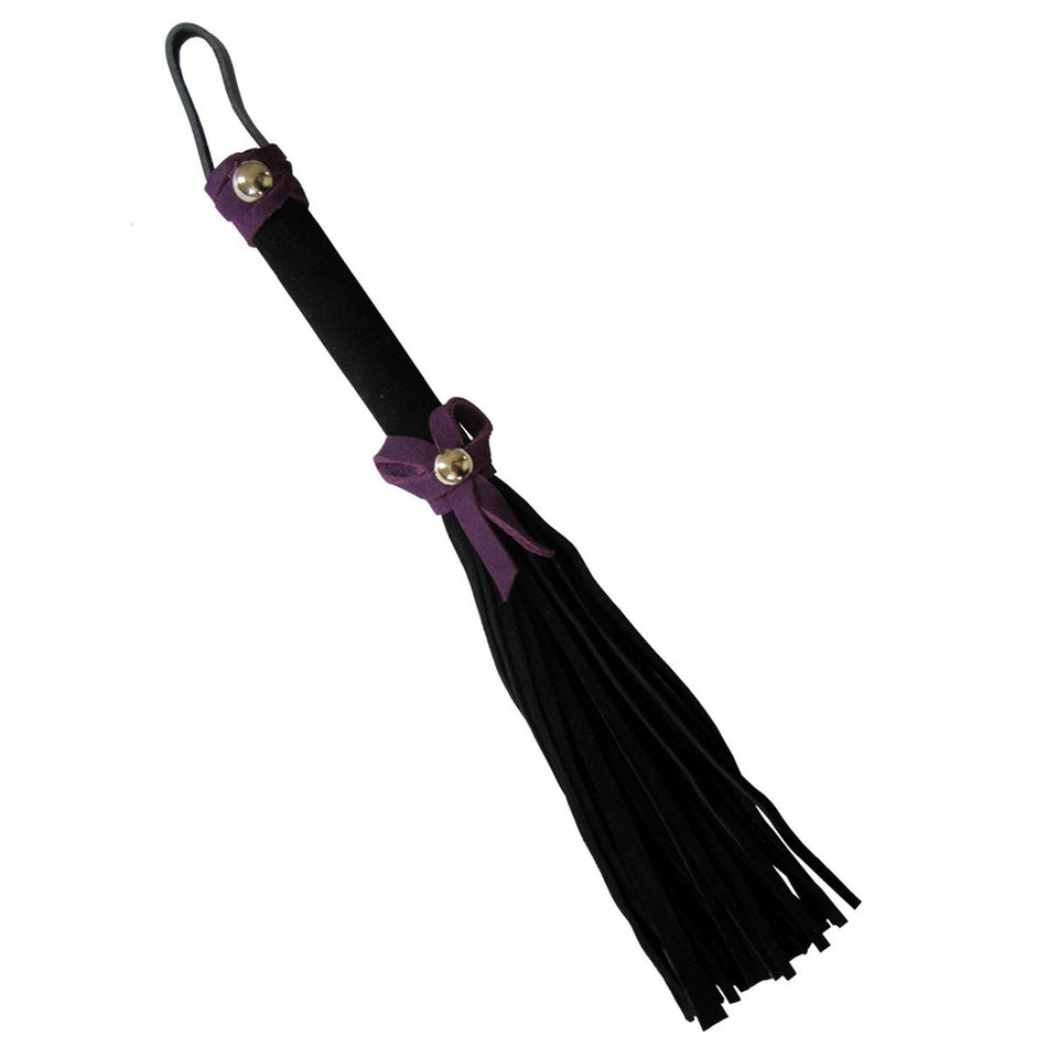 Love Knot Mini Flogger w/ Bow - Black w/Purple Bow - Zateo Joy