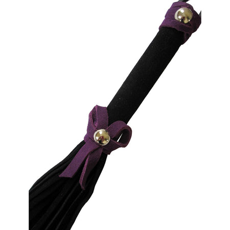 Love Knot Mini Flogger w/ Bow - Black w/Purple Bow - Zateo Joy