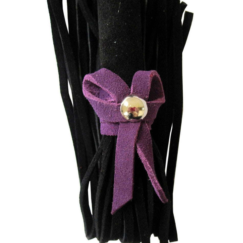 Love Knot Mini Flogger w/ Bow - Black w/Purple Bow - Zateo Joy