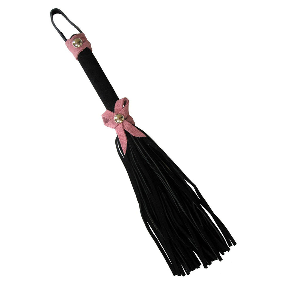 Love Knot Mini Flogger w/ Bow - Black w/Pink Bow - Zateo Joy