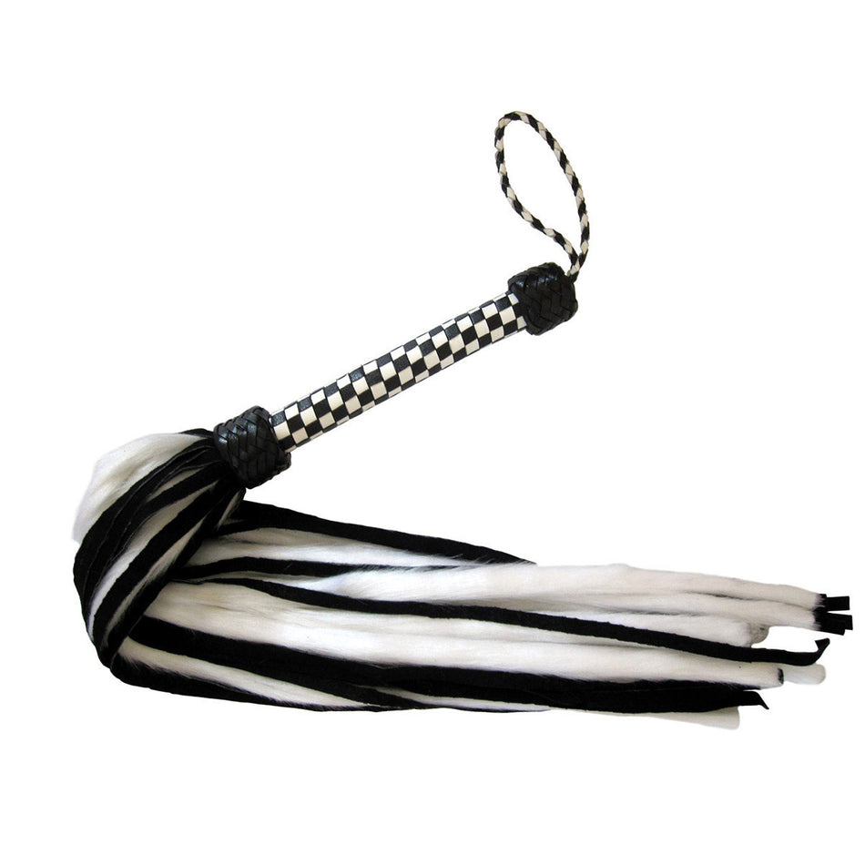 Suede and Fluff Flogger - White/Black - Zateo Joy