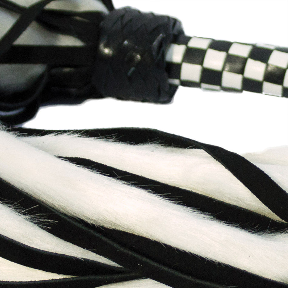 Suede and Fluff Flogger - White/Black - Zateo Joy