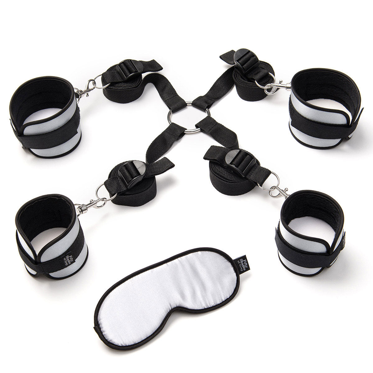 Fifty Shades of Grey Hard Limits 4-Piece Restraint Kit Black/Silver - Zateo Joy