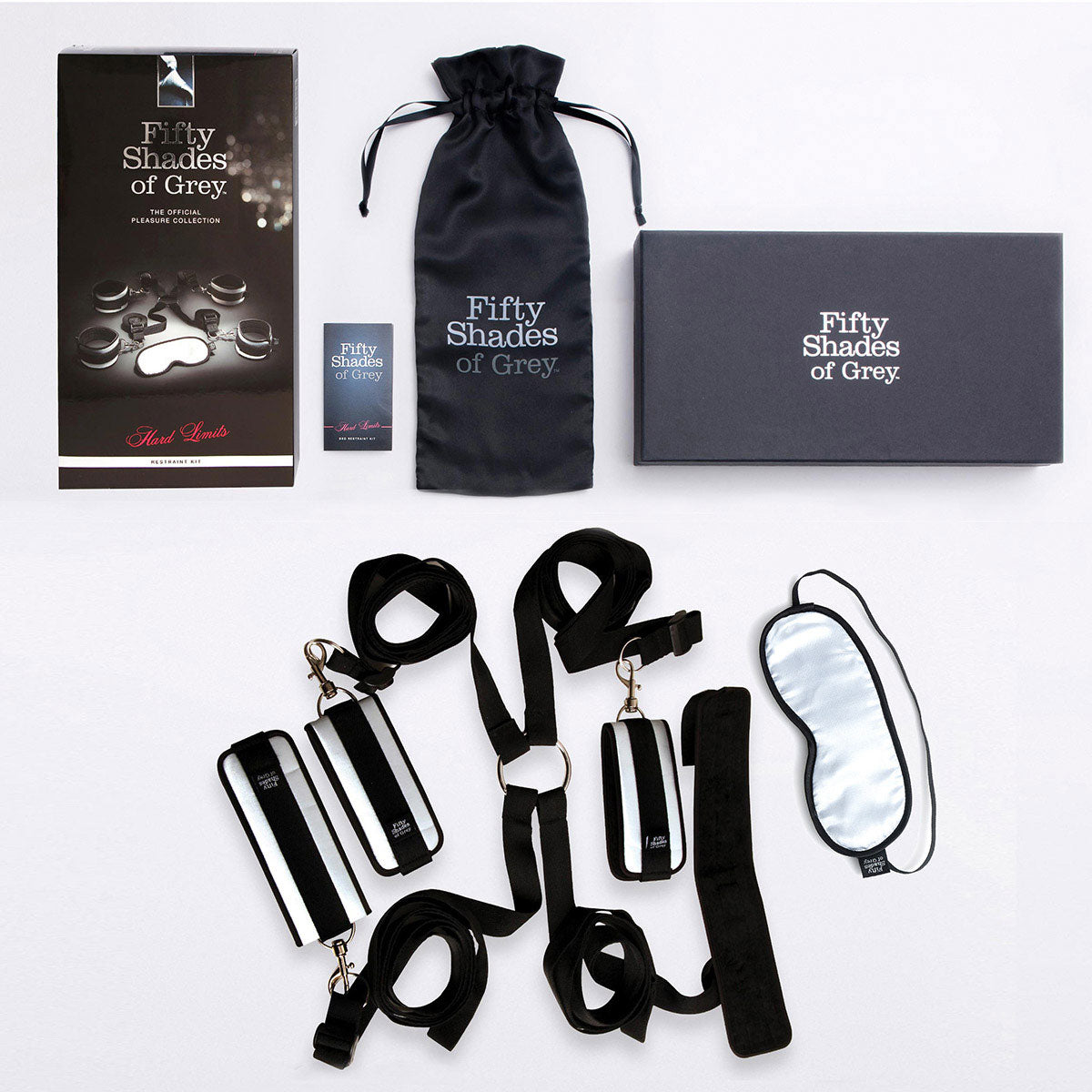 Fifty Shades of Grey Hard Limits 4-Piece Restraint Kit Black/Silver - Zateo Joy