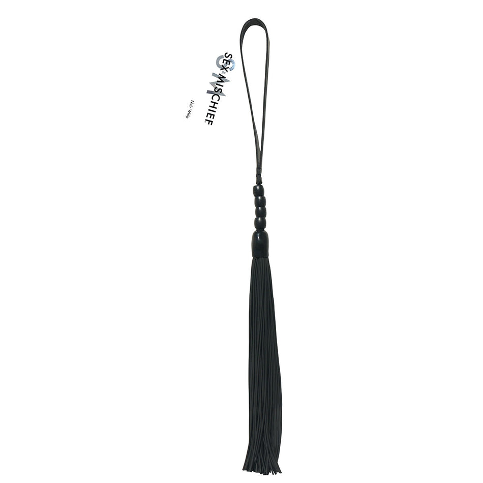 Sportsheets Sex & Mischief Noir Whip 16 in. Beaded Flogger - Zateo Joy