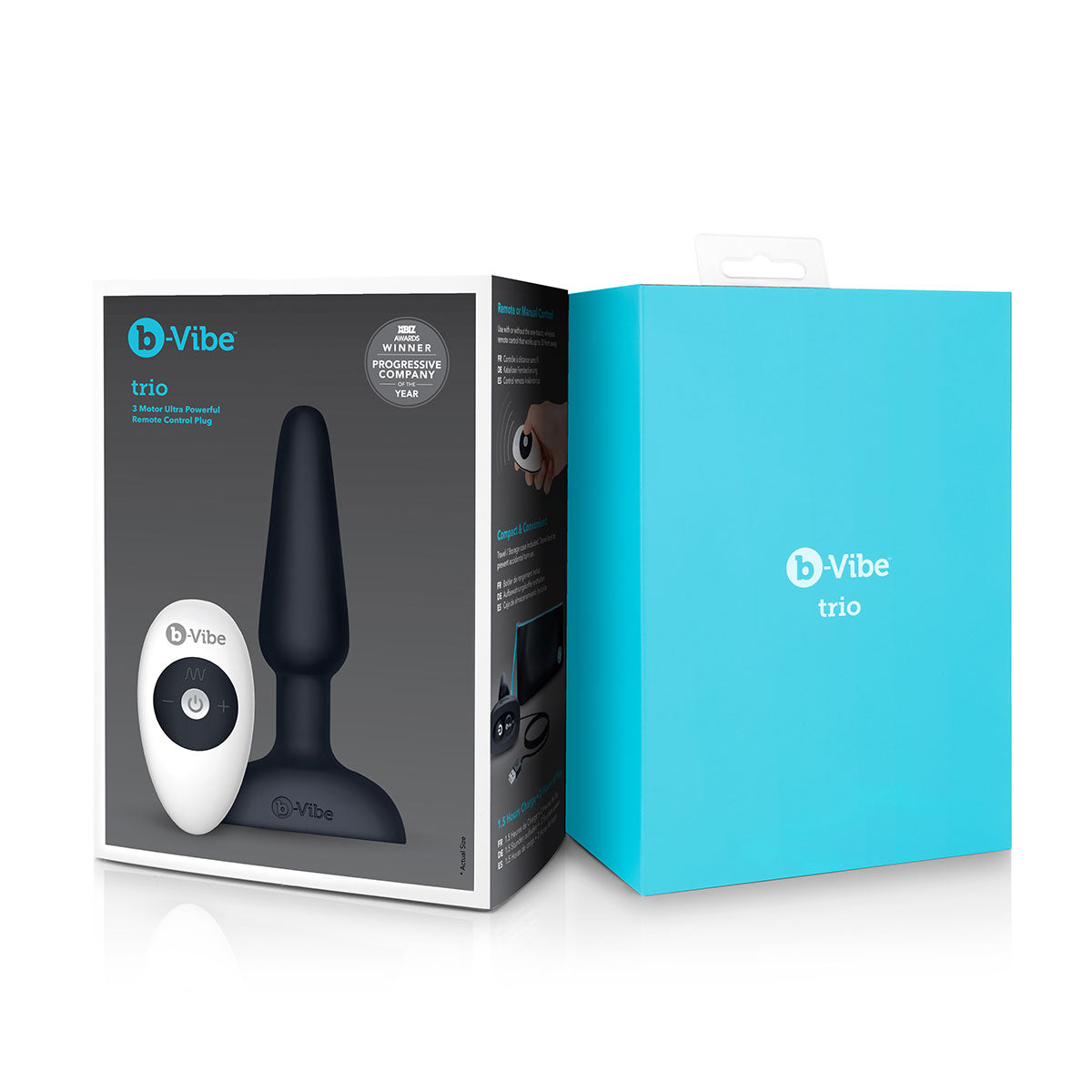 b-Vibe Trio Rechargeable Remote-Controlled Triple-Motor Vibrating Silicone Anal Plug Black - Zateo Joy