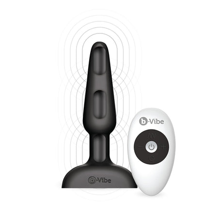 b-Vibe Trio Rechargeable Remote-Controlled Triple-Motor Vibrating Silicone Anal Plug Black - Zateo Joy