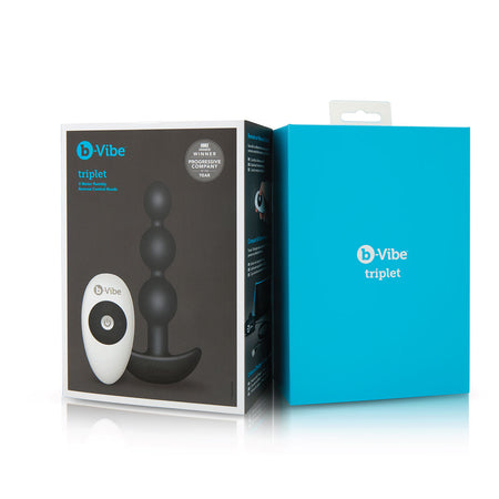 b-Vibe Triplet Rechargeable Remote-Controlled Vibrating Anal Beads Plug Black - Zateo Joy