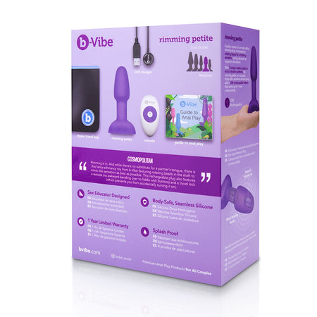 b-Vibe Rimming Petite Vibrating Silicone Anal Plug with Rotating Beads Purple - Zateo Joy