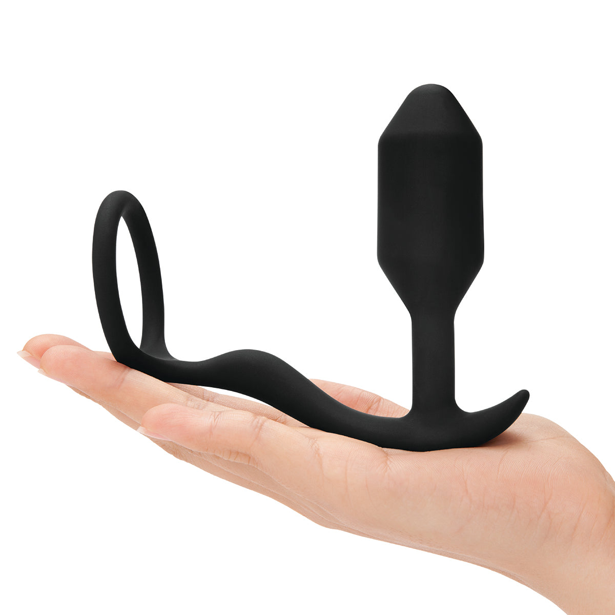 b-Vibe Snug & Tug Weighted Silicone Anal Plug with Cockring Black - Zateo Joy