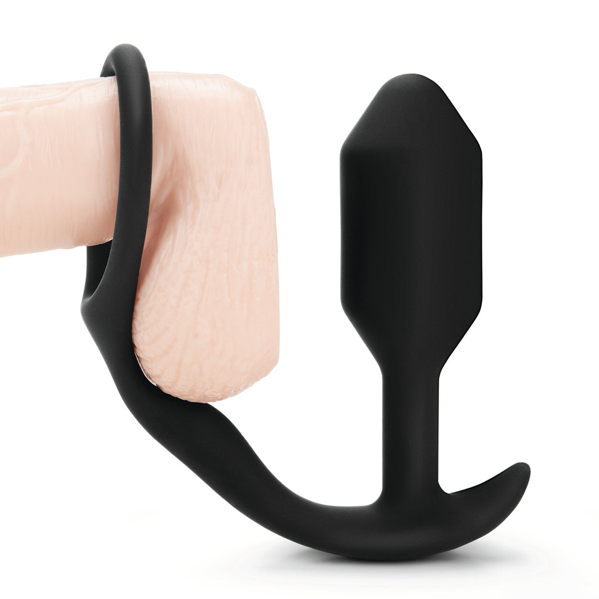 b-Vibe Snug & Tug Weighted Silicone Anal Plug with Cockring Black - Zateo Joy