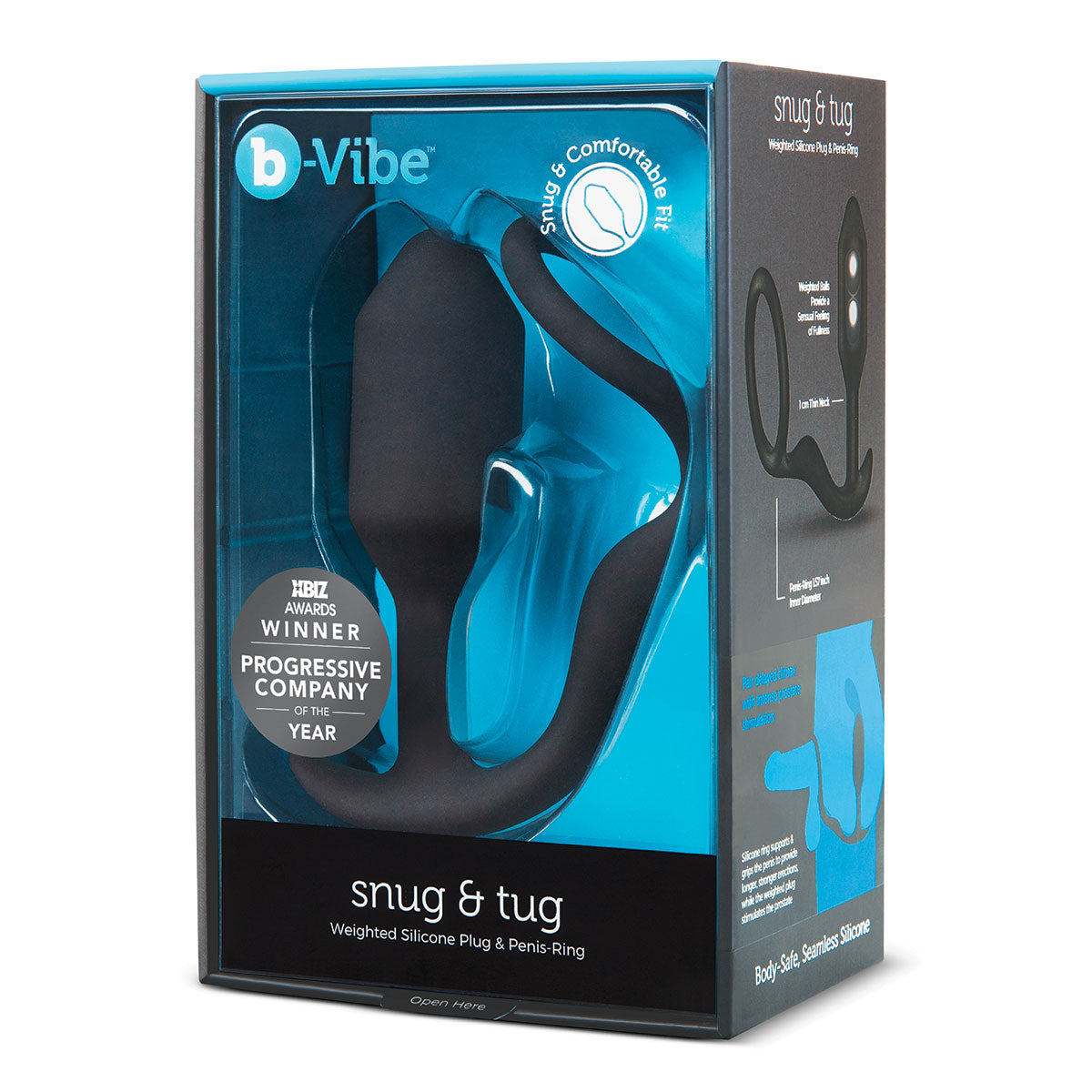 b-Vibe Snug & Tug Weighted Silicone Anal Plug with Cockring Black - Zateo Joy