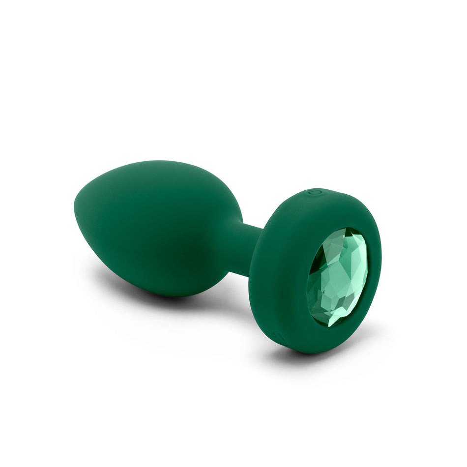 b-Vibe Vibrating Jewel Rechargeable Remote-Controlled Anal Plug with Gem Base Emerald M/L - Zateo Joy